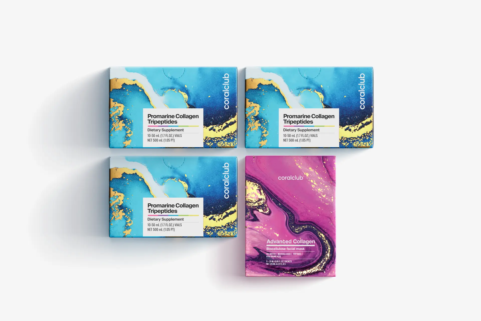 2270315 Sada Promarine Collagen Tripeptides (3 balenia po 10 ks) + Advanced Collagen Biocellulose Facial Mask (5 ks)